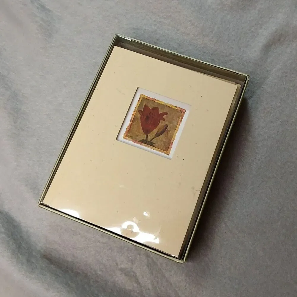 Creative Papers Vtg 2002 Note Cards by C.R. Gibson Boxed 2 Box Set 22 Pear Lily